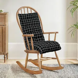 Kuber Industries Black & White Checked Cotton Chair Pads-image-34