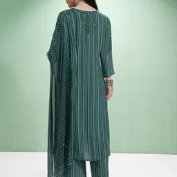Vishudh Women Printed Regular Kurta with Trousers & With Dupatta image 2