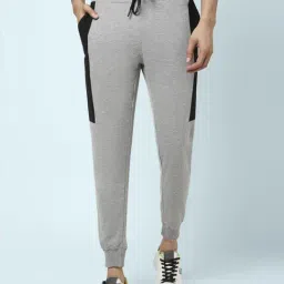 People by Pantaloons Grey Melange Slim Fit Colour Block Joggers-image-18