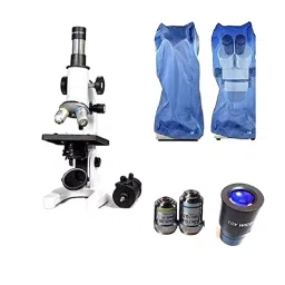 SSU White and Black Student Compound Microscope with 10x and 15x Eyepiece Kit-21
