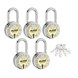 ALONE LOCKS Round 65 mm Alloy Steel ‎Antique 5 Same Keys Double Locking Padlock (Pack of 5)-13