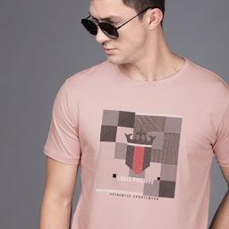 Louis Philippe Sport Men Pink Brand Logo Printed Slim Fit T-shirt-image-30