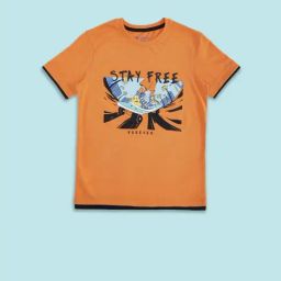 Pantaloons Junior Orange Cotton Printed T-Shirt-image-72