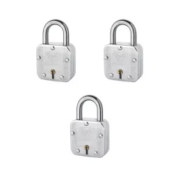 Jainson Locks Diamond 60 mm Mild Steel Chrome Plated Finish 3 Keys Padlock-16