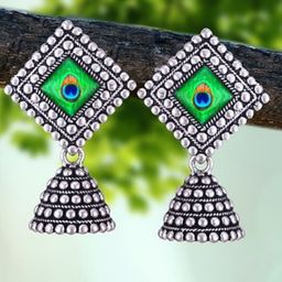 DIVASTRI Peacock Shaped Jhumkas Earrings-image-62