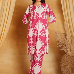 Sanash Collection Printed Pure Cotton Round Neck Tunic With Trousers Co-ords Set-picture-9