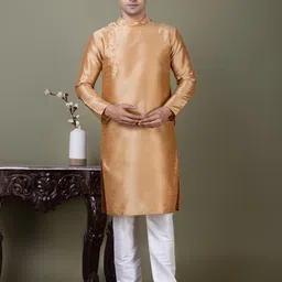 DEVOILER Men Regular Dupion Silk Kurta with Pyjamas-image-46