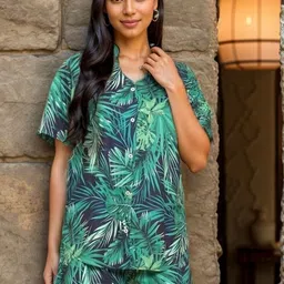 Anouk Women Printed Viscose Rayon Shirt & Shorts Co-Ord Set-picture-10