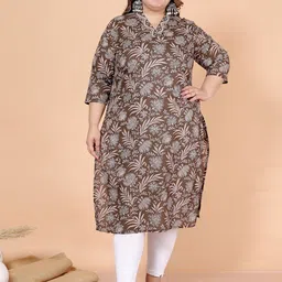 Jevi Prints Women Plus Size Ethnic Motifs Printed Cotton Kurta-picture-41