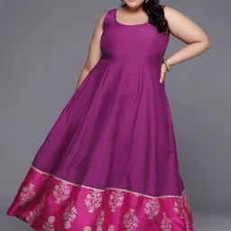 A PLUS BY AHALYAA Plus Size Printed Fit & Flare Maxi Ethnic Dress-17