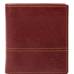 Kara Burgundy Stitched Leather Bi-Fold Wallet-image-59