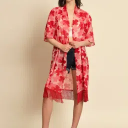 Trend Arrest Pink Printed Shrug-image-27