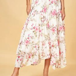 Honey by Pantaloons Off-White Printed Assymetric Skirt-image-51