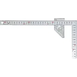 Shinwa Rules Wide Silver Thick Curved Metal Square Scale with 8 Steps, 61504599-37