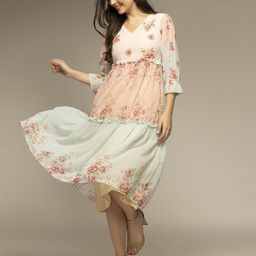 OCTICS Women Floral Print Georgette Fit & Flare Dress-image-69