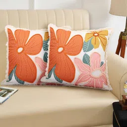 Myntra Elegant Homes Brown & Pink 2 Pieces Embroidered Square Cushion Covers-18