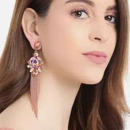 YouBella Celebrity Inspired Pearl Long Golden Brown Dangler Earrings for Women-image-47