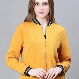 Oxolloxo Mustard Regular Fit Bomber Jacket-15