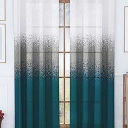 Story@home Teal & White Set of 2 Sheer Long Door Curtain-16