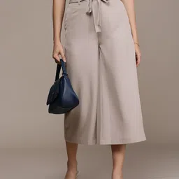 French Connection Women Culottes Trousers Comes With A Belt-image-64
