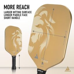JOOLA Magnus CAS 14mm Pickleball Paddle - Gold Tyson McGuffin Lion Paddle - Edgeless Design & Short Handle - Lightweight Double Frame Carbon Fiber Core - Extra Long Length - Carbon Surface Adds Spin image 4