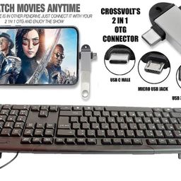 anjo 5 in 1 Combo of Wired Keyboard, Wired Mouse, Anti-Skid Mouse Pad, 4 Ports USB Hub 3.0 Type A & 2 in 1 OTG Type C & Micro image 3