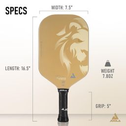 JOOLA Magnus CAS 14mm Pickleball Paddle - Gold Tyson McGuffin Lion Paddle - Edgeless Design & Short Handle - Lightweight Double Frame Carbon Fiber Core - Extra Long Length - Carbon Surface Adds Spin image 3