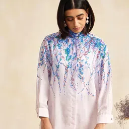 all about you Embellished Print Mandarin Collar Shirt Style Top-picture-36