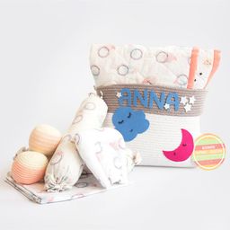 Yellow Doodle Circle Of Love Organic Bedding Gift Basket - Peach-image-82