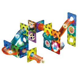 PLUSPOINT Magnetic Tiles 3D Building Blocks Marble Run Set Multicolor - 49 Pieces-18