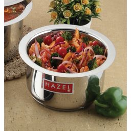 HAZEL Induction Bottom Tope Stainless Steel Heavy Base Thick Flat Bottom Patila Cookware Utensil For Cooking Rice Kitchen, 19 cm, 3300 ml-5