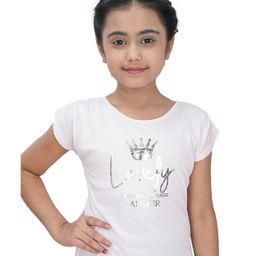 Tiny Girl Half Sleeves Lovely Amour Crown Foil Printed Top - Pink-picture-36