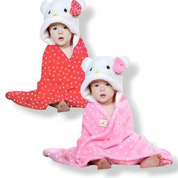 BRANDONN Flannel Swaddle Blanket Pack of 2  - Pink & Red-image-36