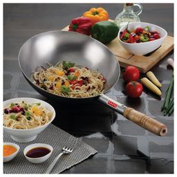 HAZEL Stainless Steel Chinese Wok Kadhai with Wooden Handle Deep Fry Pan Stir Fry Wok Silver - 3500 ml-image-63