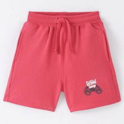 Doreme Single Jersey Knit Shorts With Text Print - Ruby Red-8