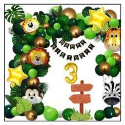 Surprise Decor 3rd Happy Birthday Decoration Combo Jungle Theme Happy Birthday 3 Year Decoration Kit For Boy & Girl Birthday Party Decoration 77 Pcs-image-41