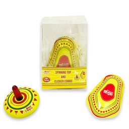 Desi Toys Tin Toys combo of  Spinning Top and Clicker - Yellow-26