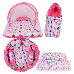Babytoons Baby Bedding Combo Sleeping Essential Reversible Nest | Mattress with Net | Carry Bag | Sheets (Pink, 0-12 Months)-14