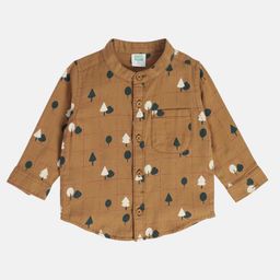 MINI KLUB Cotton Full Sleeves Trees Printed Shirt - Brown-image-96