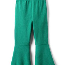 Kookie Kids Knit Full Length Solid Flared Pant With Rib & Drawstring - Green-image-87