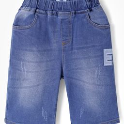 Kookie Kids Knee Length Shorts With Patch Applique Detailing - Blue-image-15