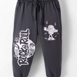 Taeko Single Jersey Knit Lounge Pants with Rock N Roll Text Print - Charcoal Grey-28