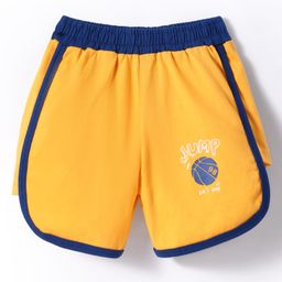Tango Single Jersey Knit Above Knee Length Shorts with Lets Play Text Print - Yellow-image-27