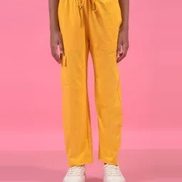 CRIMSOUNE CLUB Cotton Woven Solid Track Pants - Mustard-picture-29