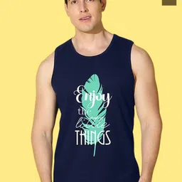 WOOSTRO Pack Of 2 Printed Super Combed Cotton Gym Vests VWS26(HARD OLIVE)(ENJOY NAVY)-image-70