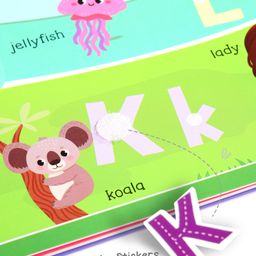Intelliskills Pick N' Stick Alphabet & Numbers Premium Board Book | Montessori Activity Book with Reusable Velcro Stickers | 57 Stickers, 10 Book Pages | English image 2