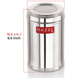 HAZEL Stainless Steel Kitchen Container with Transparent Lid Top See Through Kitchen Container Set with Matt Finish Multipurpose Container for Kitchen Storage Set of 2 Silver - 1100 ml image 3