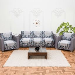 Myntra Elegant Homes Grey & White Printed Cotton Sofa Cover-image-96