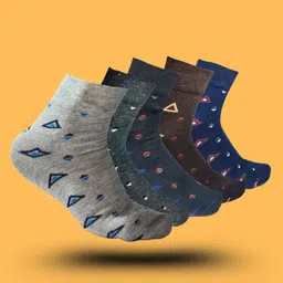 MJE 5-Pcs Patterned Cotton Ankle Length Socks-image-66