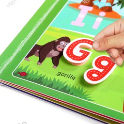 Intelliskills Pick N' Stick Alphabet & Numbers Premium Board Book | Montessori Activity Book with Reusable Velcro Stickers | 57 Stickers, 10 Book Pages | English image 5